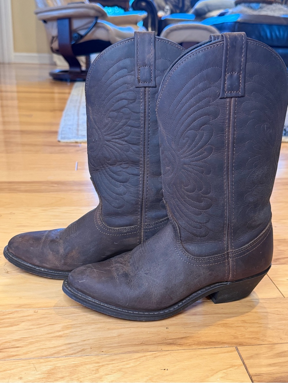 Masterson Boot Co Brown Leather Western Cowboy Boots Cowgirl Boho Sz 7 RB7440